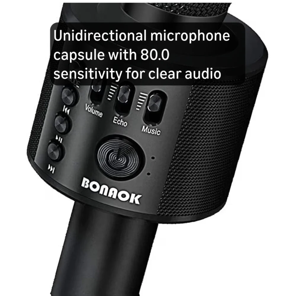 Black Wireless Bluetooth Karaoke Microphone